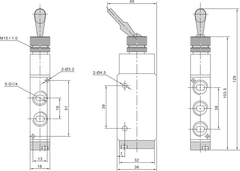 TOGGLE AIR VALVE DIMENSIONS