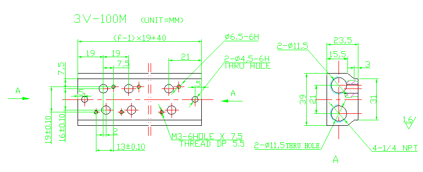 3V-100M Pneumatic Valve Manifold